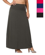 Women's Plus Size Folded Waist Maxi Skirt 1X 2X 3X
