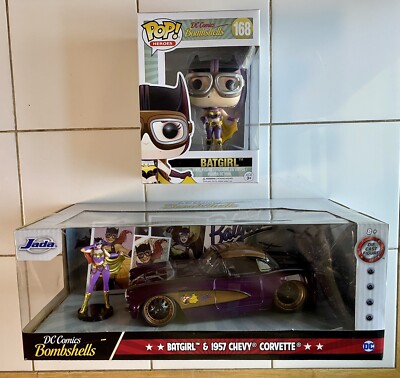 DC COMICS BOMBSHELL BATGIRL & 1957 CHEVY CORVETTE 2019 Jada & 2017 FUNKO BATGIRL