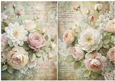 2 Sheets  - A4 Rice Paper Decoupage - Vintage, Victorian Flowers, Rose, Upcycle