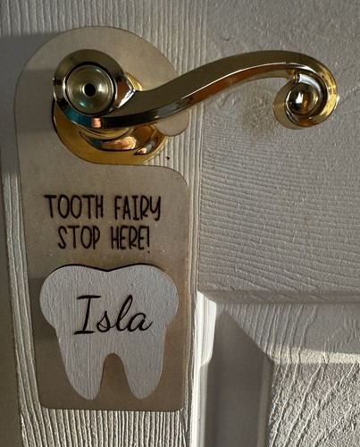 Handcrafted Tooth Fairy Door Hanger Laser Engraved - Picture 4 of 5
