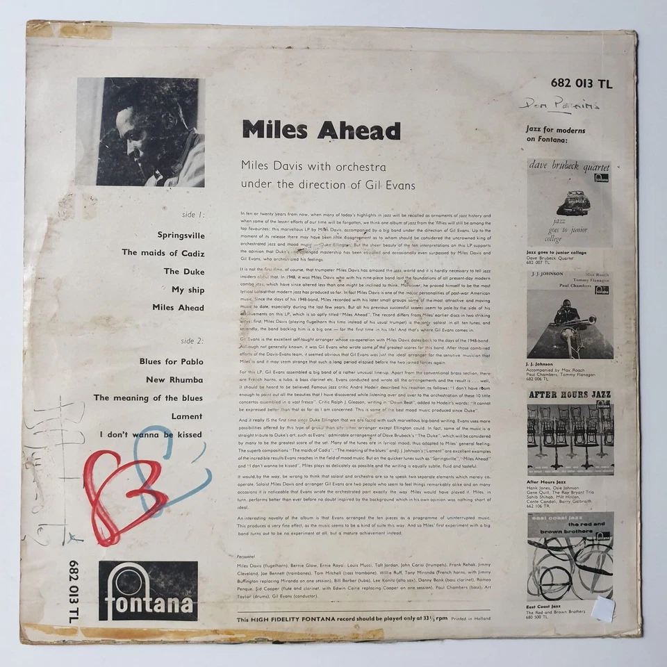 MILES DAVIS - MILES AHEAD - FONTANA 682 013 TL - Photo 2/4