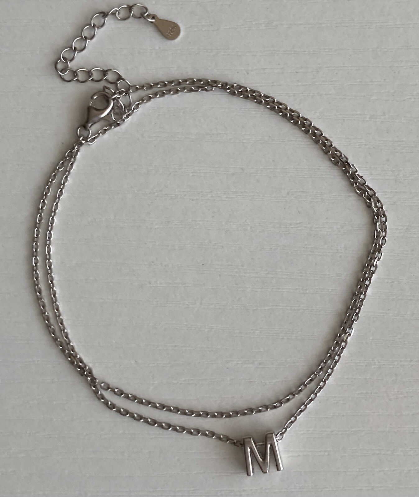 Sterling Silver M Initial Tiny Slide Pendant Char… - image 19