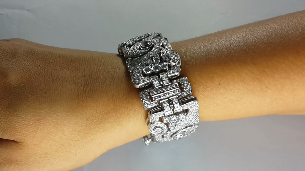 Art Deco Estate Bracelet 925 Sterling Silver Vintage Style Art Deco Estate Bracelet 925 Sterling Silver Vintage Style