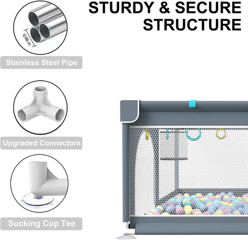 Baby Playpen 200 X 160 Cm, Extra Large Baby Play Pen with 50 Ocean Balls, 4X Pul - Picture 3 of 7