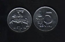 Lithuania 5 CENTS KM-87 1991 Pre Euro UNC HORSE RIDER Lithuanian Currency COIN