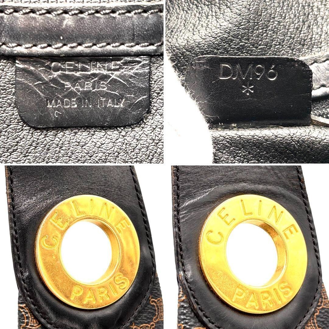 CELINE One Shoulder Bag Macadam Logo Zipper PVC Leather CELINE One Shoulder Bag Macadam Logo Zipper PVC Leather