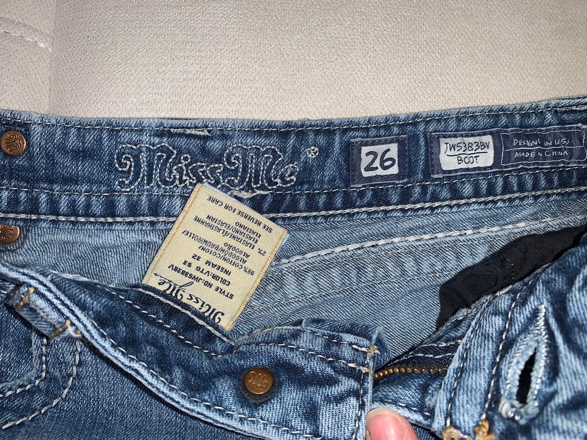 Miss Me Jeans size 26 - Boot Cut Fleur Rhinestone Pocket Low