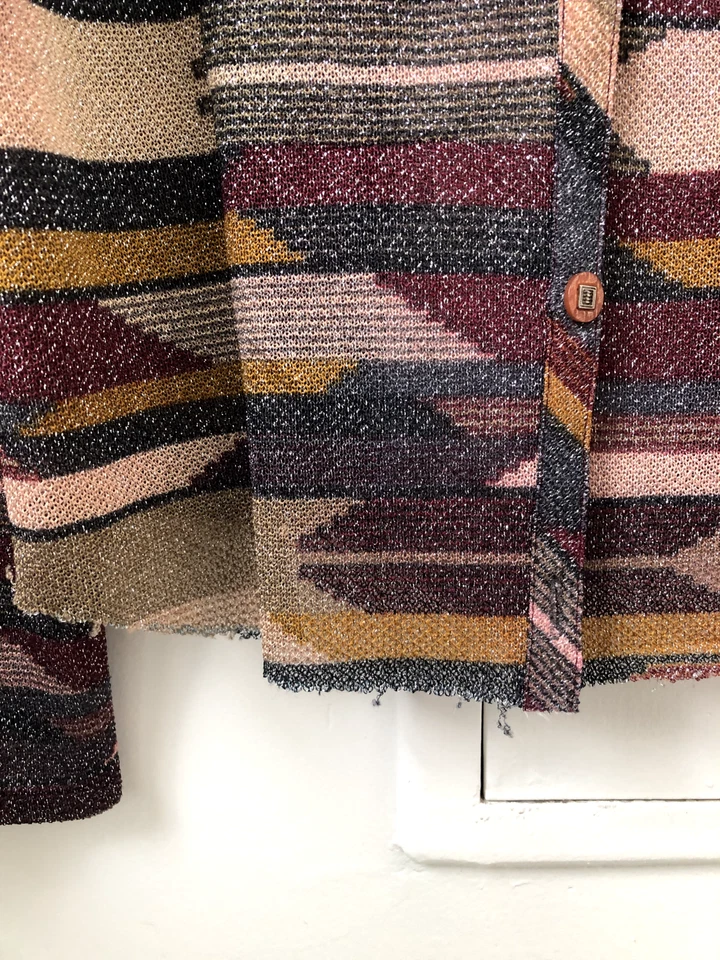 Vintage años 70 semi transparente brillante suroeste geométrico recortado botón Foto 4 de 4