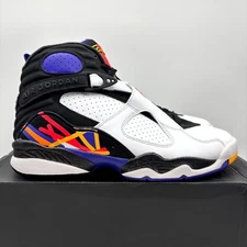 Jordan 8 Retro Three-Peat White Leather Basketball Shoes US 8.5 Men's 305381-142