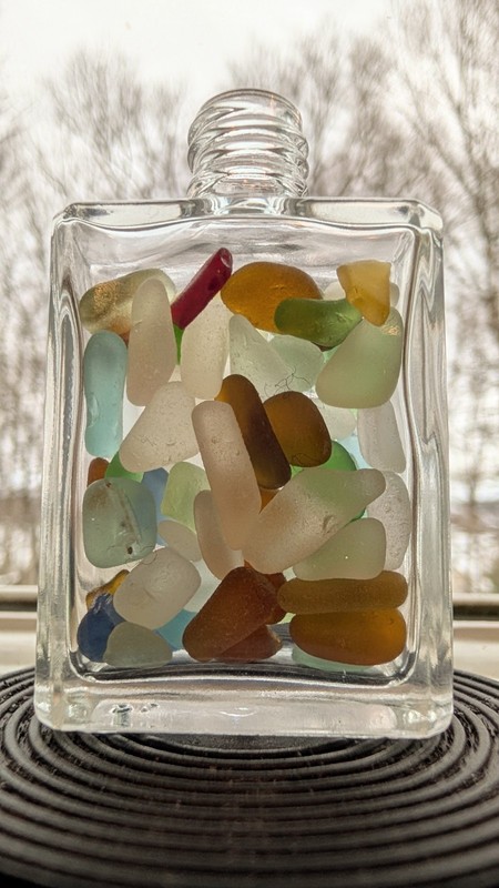 Genuine Surf Tumbled New England Seaglass Tinies  Small Sea Glass Perfume Bottle