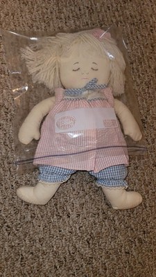 Rare 11'' Bjonness ASLEEP AWAKE TWO FACED DOLL pink blue seersucker stuffed 1983