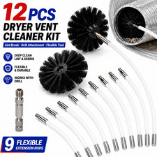 12PCS Dryer Vent Cleaner Kit 12FT Lint Brush Drill Attachment Flexible Rod Tool