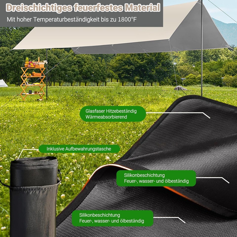 Tappetino Ignifugo (150x100 Cm) Per Barbecue Esterno, Impermeabile, Pr - Foto 6