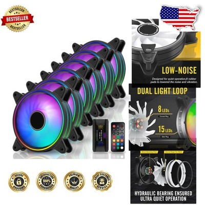 Moonlight 120mm ARGB RGB Case Fan 6 Pack Aura Sync Hub Remote Speed Control