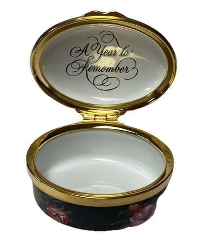 2003 Halcyon Days Trinket/Pill Box “A Year To Remember” In Lid Enamel On Brass - Picture 6 of 7