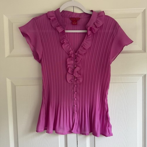 Vintage Y2K Pleated Ruched Blouse - Picture 4 of 8