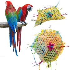 Bird Chew Toy Woven Bamboo Hanging Strip Parrot Cage Foraging Bite Toy
