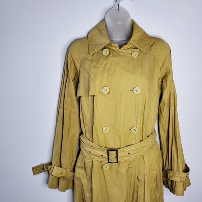 Emanuel Ungaro long line asymmetrical yellow/Green Trench Coat  Size  6