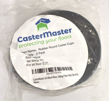CasterMaster Non Slip Furniture Pads 4 Pack Black 3" x 3' Round Rubber Anti Skid