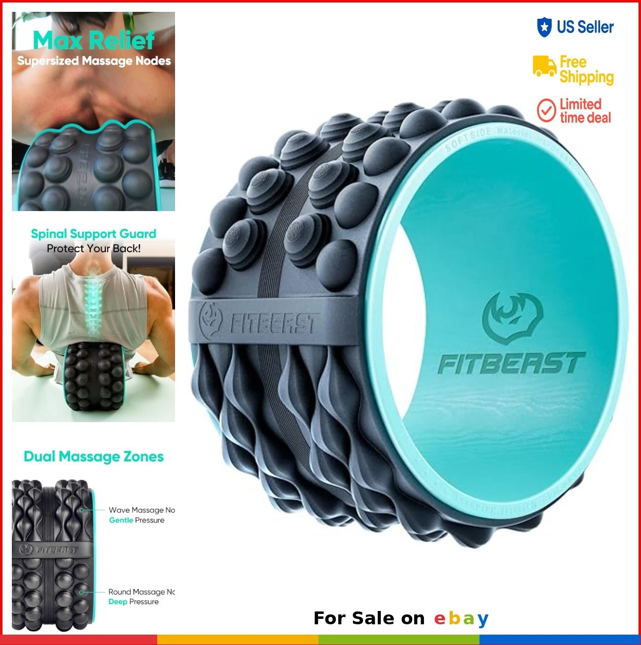 Back Roller Foam Roller 12 Inch Deep Tissue Massage Spine Support Stretcher
