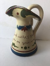 Vintage Devon Torquay Motto Ware Milk Jug ‘Good wishes speed you on your way’.