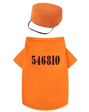 Pet Halloween Costume Dog Prisoner Costumes Role Play Prison Large, Orange