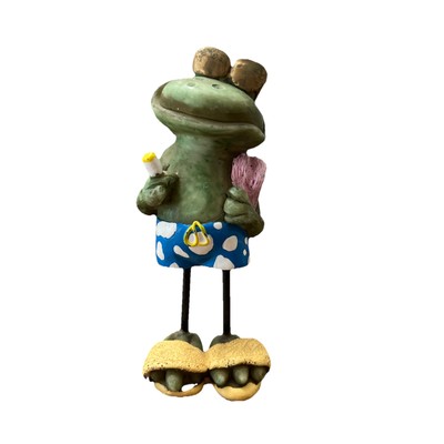 Mr. Frog Boy Pool /Beach Man Frog Resin Figurine 4.5''