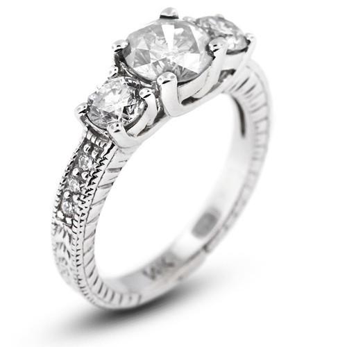 Anillo de compromiso clásico de oro blanco con diamantes naturales redondos de 5,73 quilates H SI1 - Imagen 17 de 24