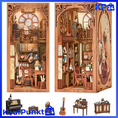 DIY Book Nook Kit mit LED für Miniatur Puppenhaus und Deko 3D Holz