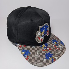 Sonic The Hedgehog Snapback Hat Youth Cap Sega Black One Size OSFM