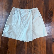 Vintage Cherokee Khaki Cotton Wrap Front Skort Tan Utility Shorts Womens 12