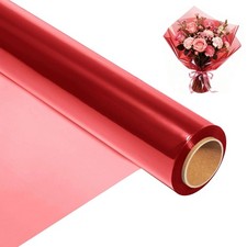 16 In x 200 Ft Red Cellophane Wrap Roll 2.5 Mil Thick Gift Baskets Bouquet