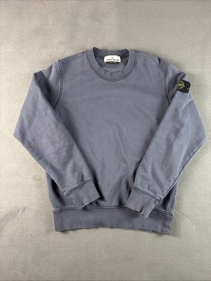 Stone Island Crewneck Sweatshirt Men s S Blue Gray Garment Dyed Compass Patch