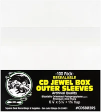 (100) CD Sleeves - Premium 2mil RESEALABLE - Standard ARCHIVAL Clear Bags Covers