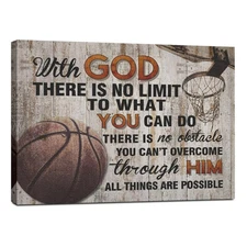 Basketball Stuff Canvas Wall Art, Inspirational Sports Wall Decor Framed Art ...
