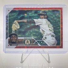 2023 Topps 77/199 Dany Jimenez #164 Oakland A’s Red Border Refractor