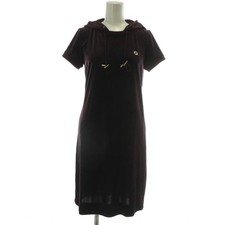Gucci Dress Nylon Velvet Short Sleeve Hooded Logo S Purple