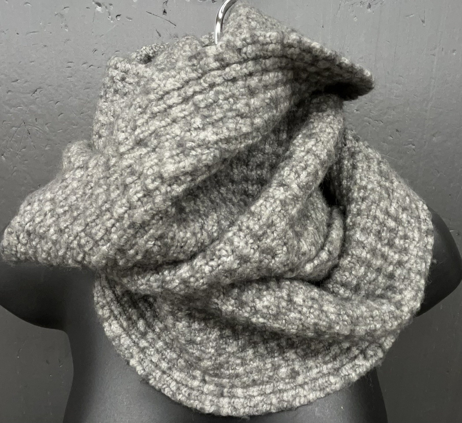 J Crew Infinity Scarf Gray Wool Cashmere Wrap Preppy Quiet Luxury Lagenlook Y2K