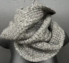 J Crew Infinity Scarf Gray Wool Cashmere Wrap Preppy Quiet Luxury Lagenlook Y2K