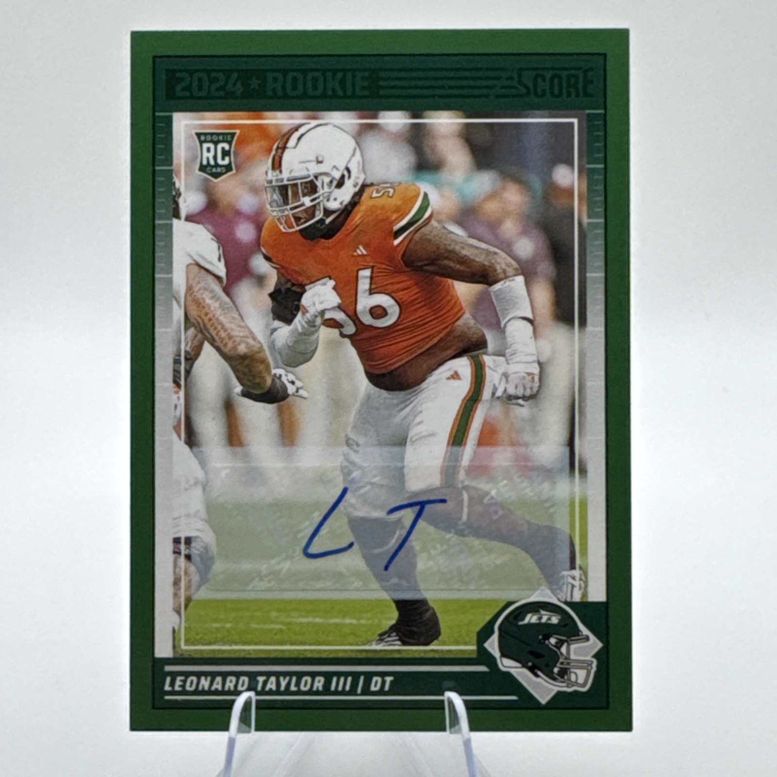 Leonard Taylor III 2024 Panini Score Rookies #396 Green Signatures (AU, RC)