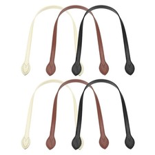 Leather Bag Handle, 6 Pcs 23.6" l 5/8" W, Black/Light Coffee Color/Beige