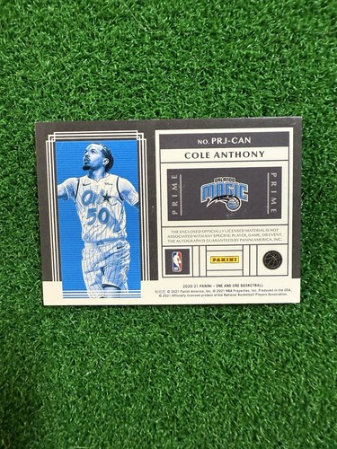 2020-21 Panini One And One Cole Anthony Rookie Patch Auto RPA Gold /10 Magic SSP - Picture 2 of 2