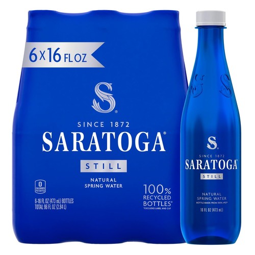 Saratoga Spring Water Bottles, 6 Pack - Still Bottled Water with Naturally Oc...