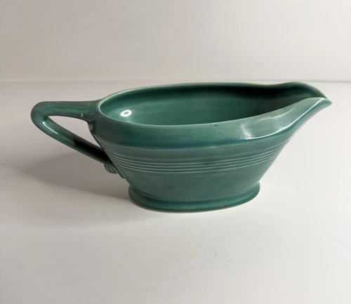 Vtg Harlequin Blue Green Teal Gravy Sauce Boat Pitcher Homer Laughlin Fiesta