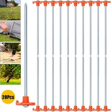 20 Pack Tent Stake Heavy Duty, 10in Non-Rust Metal Tent Pegs Ground Yard Stake 