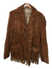 Vtg NWT Schott Rancher Western Fringe Brown Suede Leather Jacket Coat Mens Sz 42