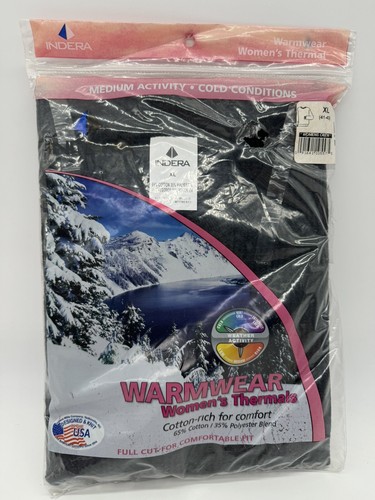 Indera Warmwear Traditional Thermal - Long Sleeve - Black - Women Size XL