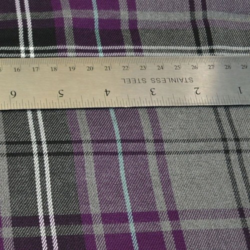 Check Tartan Fabric Fashion Purple Pattern Polyviscose | 59"(150cm) Wide | Metre - Picture 3 of 3