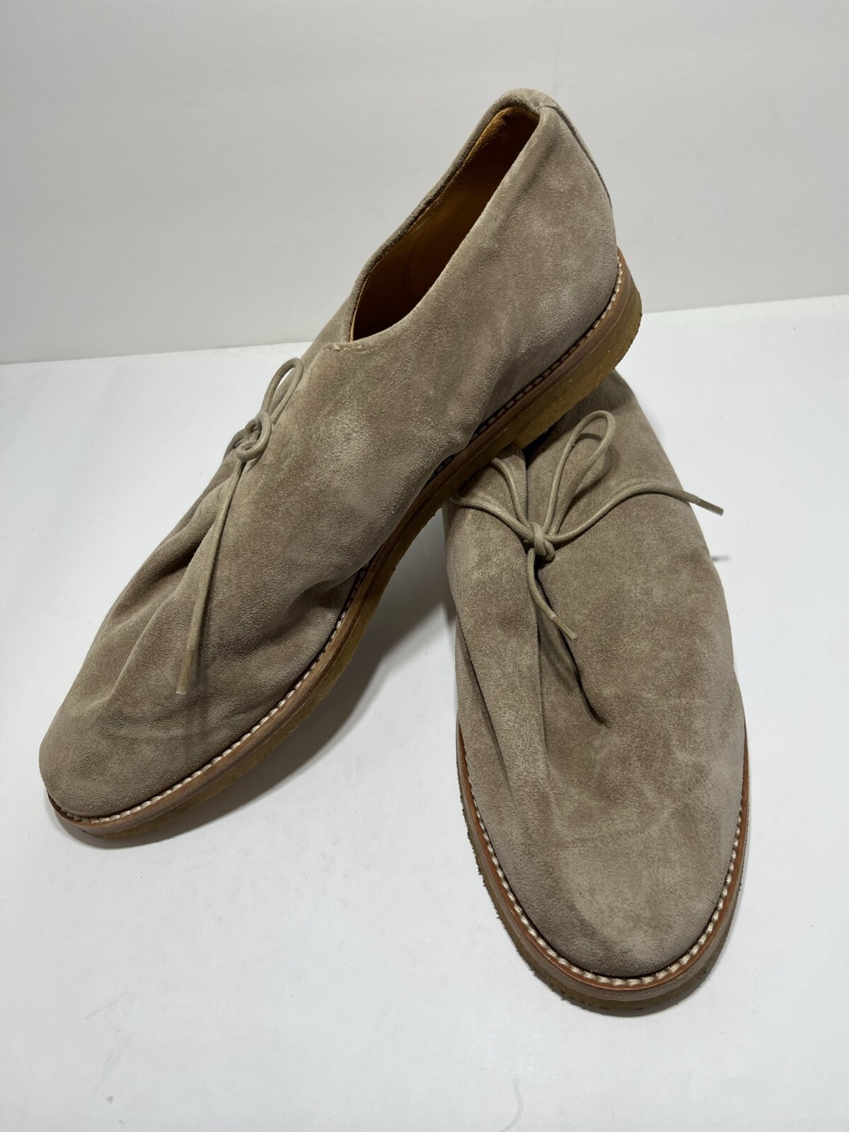 JACQUES SOLOVIERE MEN'S TAUPE GRAY SUEDE LACE UP SHOES, 42, $485 - Picture 3 of 9