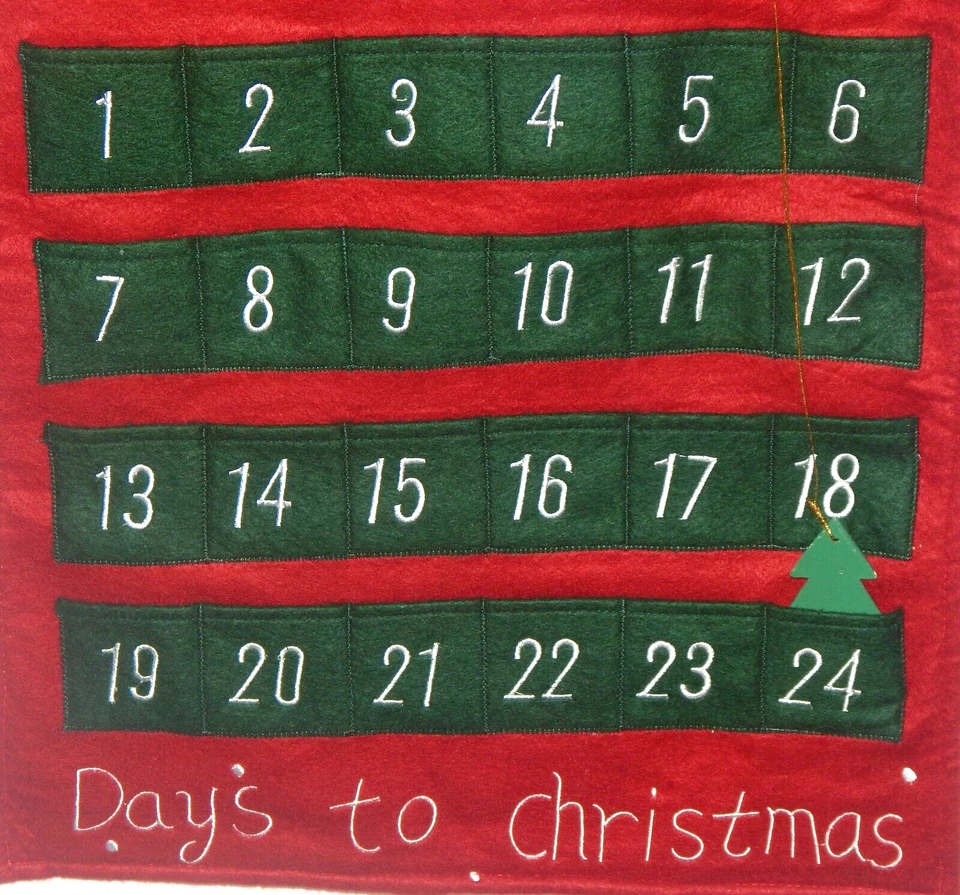 Vtg Frosty The Snowman Fabric Christmas Advent Calendar Wall Hanging W/Pockets - Image 2 of 4